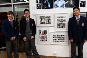 Marist College Kogarah students with their Clancy Prize collaborative artwork